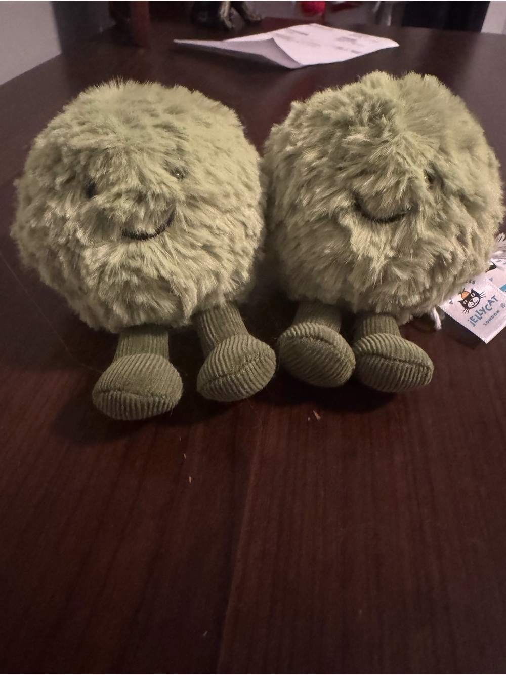 Jellycat Amuseables Smashed Peas Plush Green Fuzzy Round Buddies - Set of 2